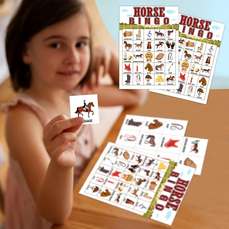 Qssfdgg Horse Farm Bingo Cards, 24 Player Pony Party Bingo Game for Family Adult, Cowgirl Cowboy Party Favor, Large Group Party Celebration Activity -05 - Image 3